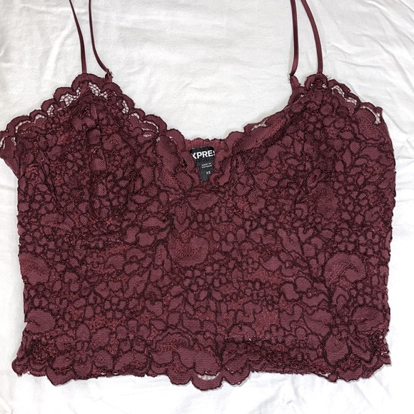 Express Tops - EXPRESS maroon lace spaghetti strap top XS